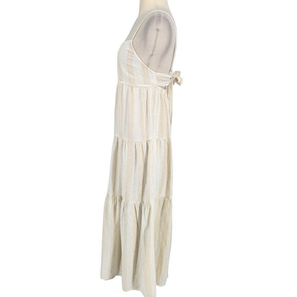 Cloth & Stone Striped Tiered Linen Blend Maxi Dress - Cottage Boho Western - Picture 3 of 7